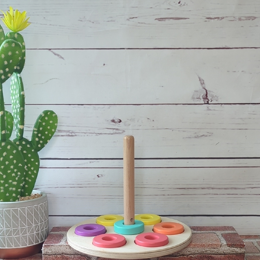 LOVEVERY Flexible Colorful Wooden Stacking Ring Toy‎ Baby Development Montessori